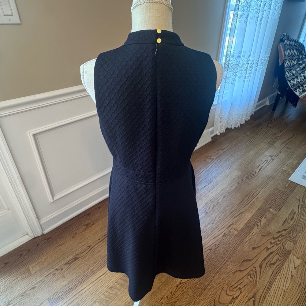 Nine West women’s size 8 navy Blue Lined Sleeveless Dress textured mock‎ neck - Picture 7 of 12